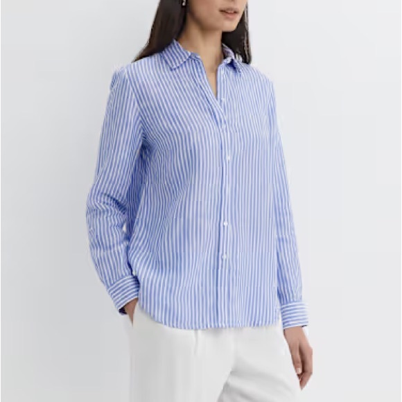Lord & Taylor Linen Pinstripe Button Down - Picture 2 of 6